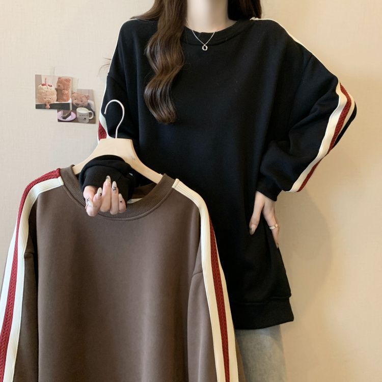 Thickened Velvet Sweatshirt for Women 2025 Autumn and Winter New Korean Style Loose Slimming Look Fleece-Lined Warm Long-Sleeved Outer Top
