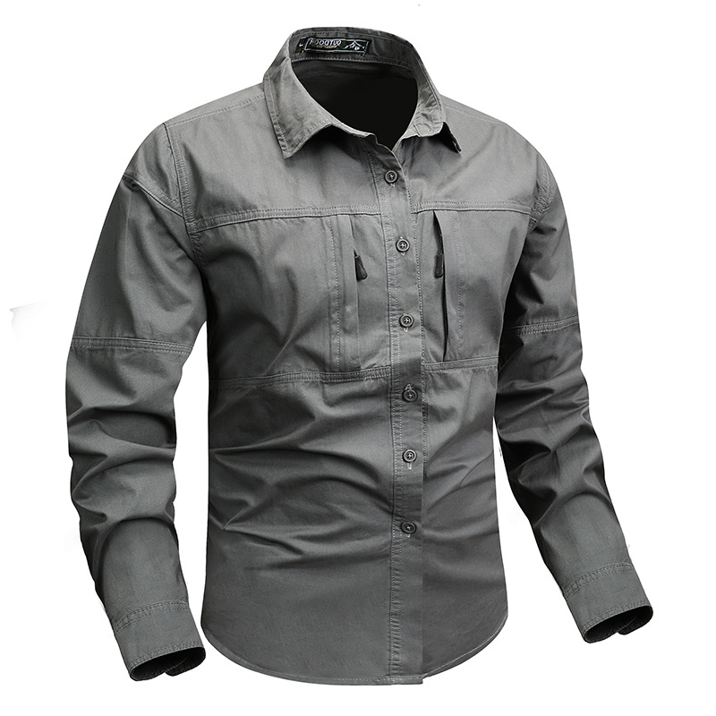 Camisas de manga larga de marca de moda para hombres 2024 bolsillo de primavera y otoño nuevo estilo de herramientas no escaldadas chaqueta japonesa con solapa de ropa casual para hombres