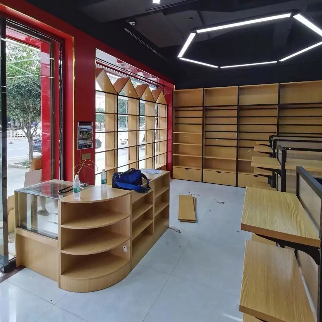 Estantería Multifuncional para Papelería Chenguang, Exhibidor de Supermercado, Librería, Estantería de Acero y Madera de Doble Cara, Mueble de Almacenamiento