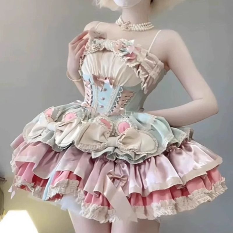 洋装洛丽塔法式初恋奶甜氛围感蓬蓬蛋糕公主裙洋装lolita套装裙女|undefined