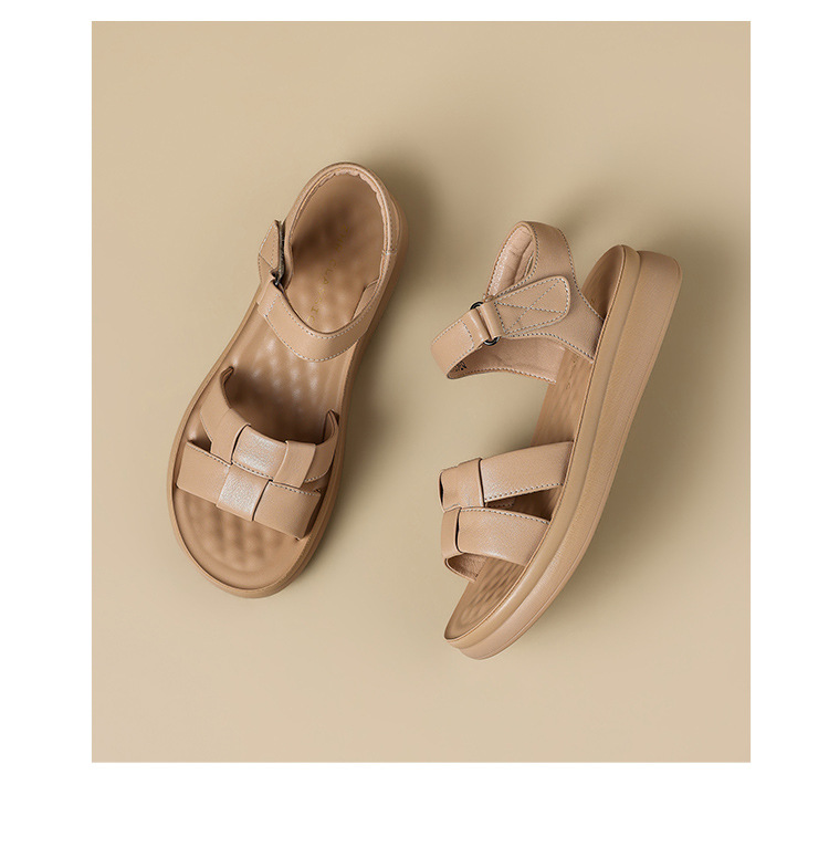 Sandal nữ đế dày mềm quai dệt kiểu xỏ ngón — EQ30 Màu be chi tiết 19