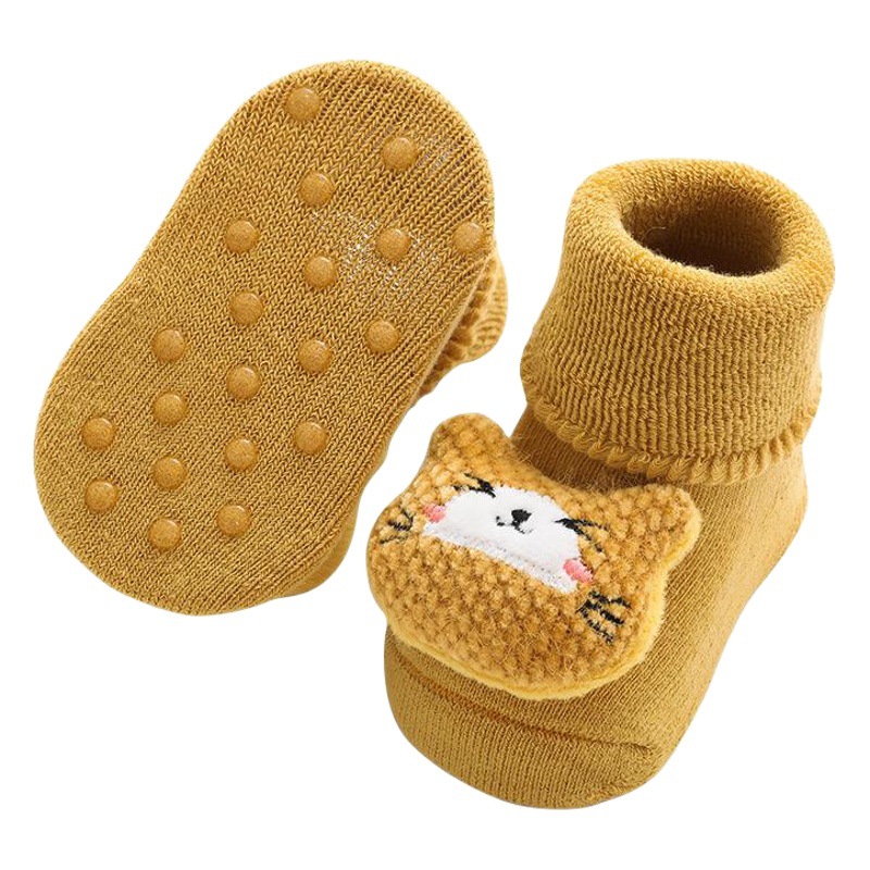 20 calcetines de bebé de invierno Muñeca de dibujos animados Bebé antideslizante forrado de lana gruesa Terry Calcetines de media pantorrilla