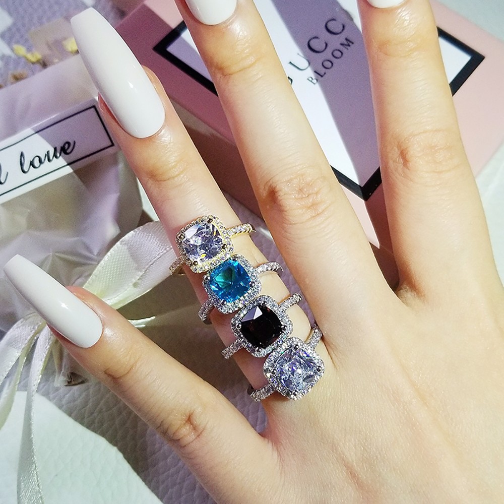 Bunter Schatz-Diamant-Ring der Moonso-Luxusmode-fetten quadratischen Frauen übertriebene tägliche Bestellung R820_voghion.com