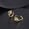 Tide, cute earrings, purple zirconium, silver 999 sample