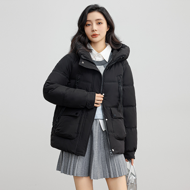 2024 invierno nuevo comercio exterior ropa de algodón estilo coreano estilo de diseño de mujer con capuchón suelta chaqueta de algodón de color sólido moda image 8
