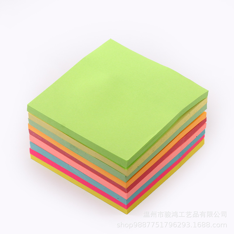Colores fluorescentes 3 * 3 pulgadas pegatinas desgarrables papel de notas de los estudiantes n segunda pegatina libro de notas se puede personalizar