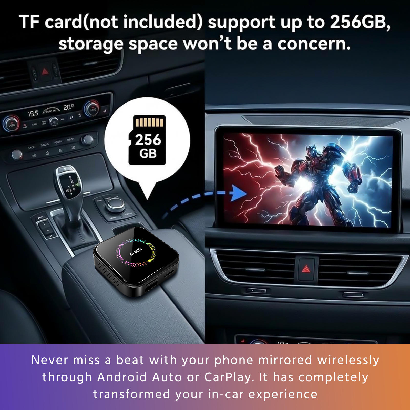 Cross-Border Best-Selling 4-in-1 Car Android Box Wired to Wireless Carplay Android Auto Screen Mirroring Box