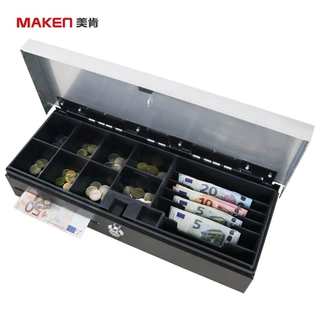 MAKEN美肯钱箱翻盖式460收银机顶开式现金收银台箱钱盒超市收银机