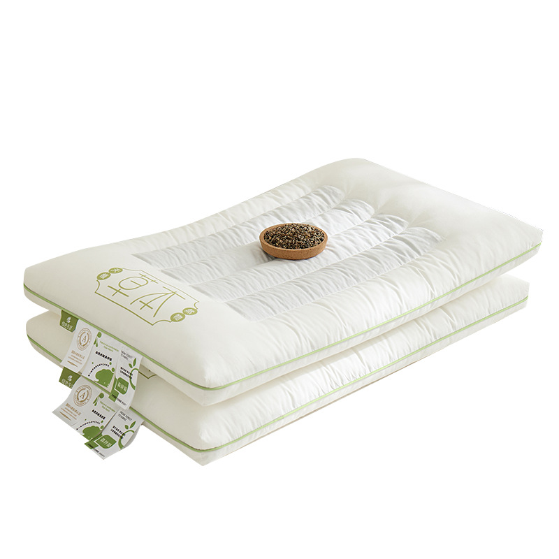 Almohada Almohada baja corta de algodón, adultos duros, niños, ayuda a dormir, protección cervical, hogar, sin colapso, almohada de trigo sarraceno, un par de núcleos de almohada