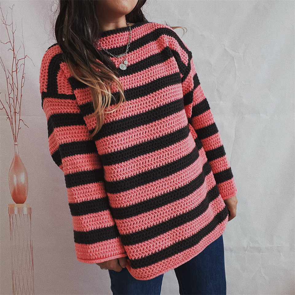 Women's Sweater Long Sleeve Sweaters & Cardigans Simple Style Stripe display picture 18