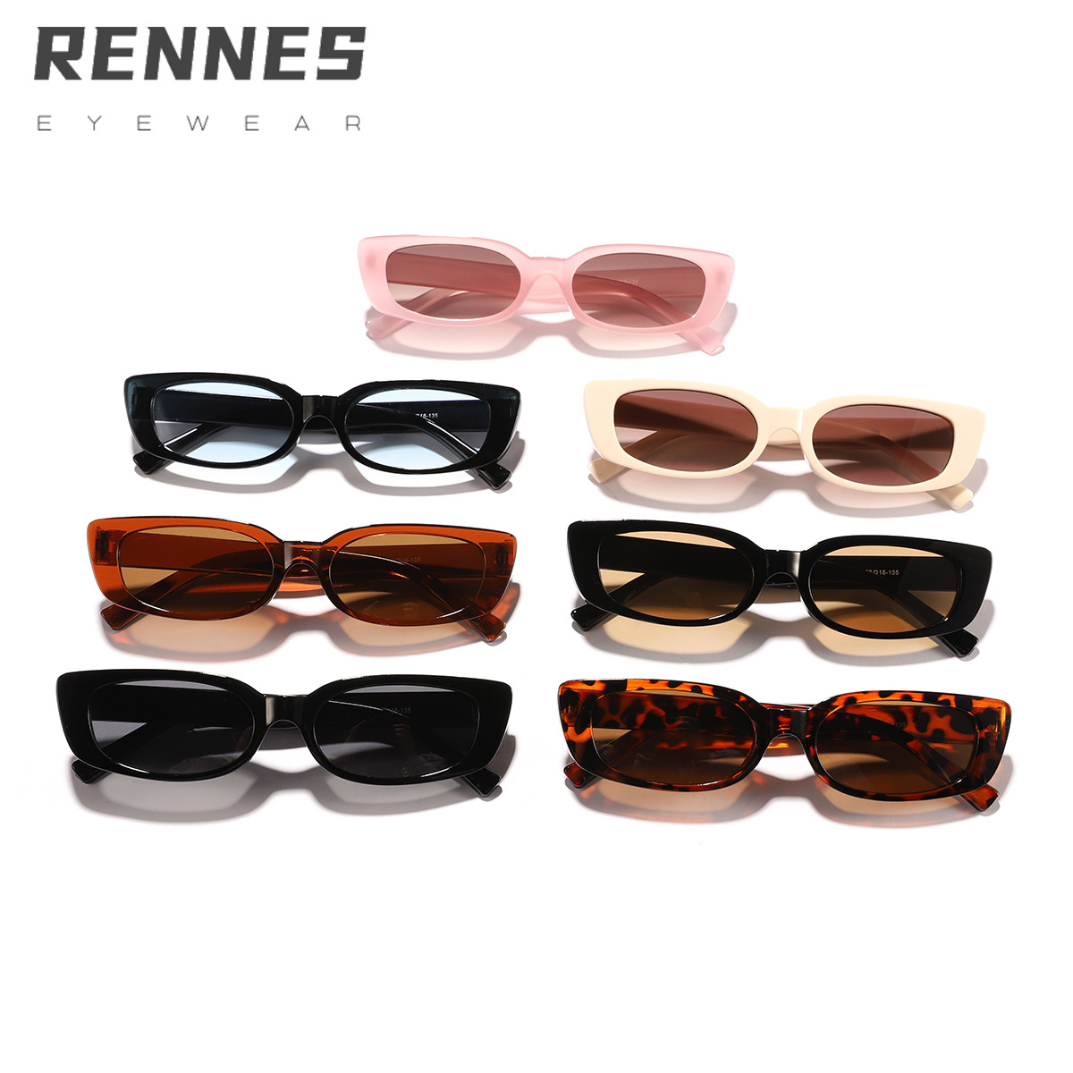 Nuevo estilo transfronterizo retro pequeño marco rectangular moda gafas de sol mujeres europeas y americanas color gelatina parasol gafas de sol Sunglasses