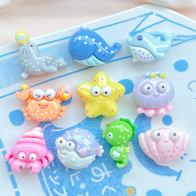 Mini Ocean Series Starfish Shell Fish Crab Handmade Size Material Patch Cream Glue Material Resin Accessories