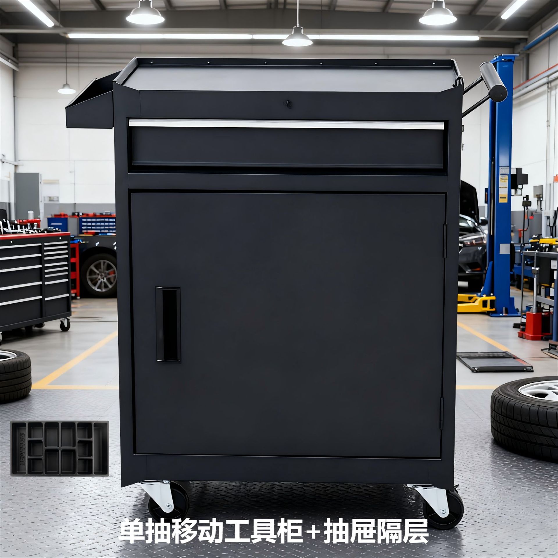 Caja de herramientas de carro de herramientas combinada de carro de hierro móvil gabinete de herramientas de hoja de hierro pequeño carro con ruedas carro de rotación para taller