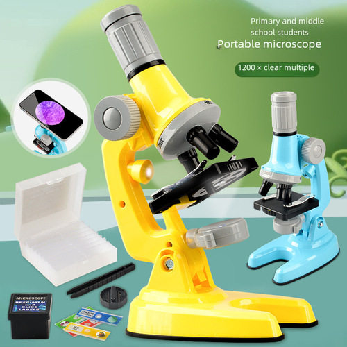 Cross-border Children's STEM Science Microscope Calibration 1200x Biological Education Science Kit Elementary School Student Experiment Tool Toy