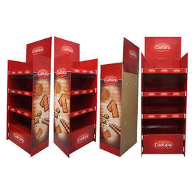 宁波工厂落地式纸展示架定制多层瓦楞纸质陈列零食货架展示架定做