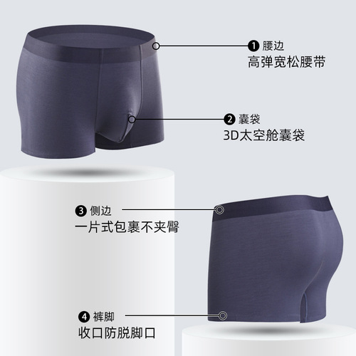 60S Modal Men's Underwear Antibacterial Large Size Men's Boxer Briefs Breathable Seamless Underwear Men's Manufacturer Wholesale