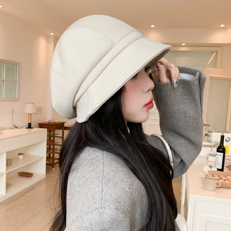 百搭英伦风云朵贝雷帽秋冬季时尚休闲防风保暖帽日系显脸小帽子女|undefined