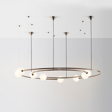 设计师客厅吊灯现代简约大气样板房圆环灯饰创意个性餐厅卧室灯具