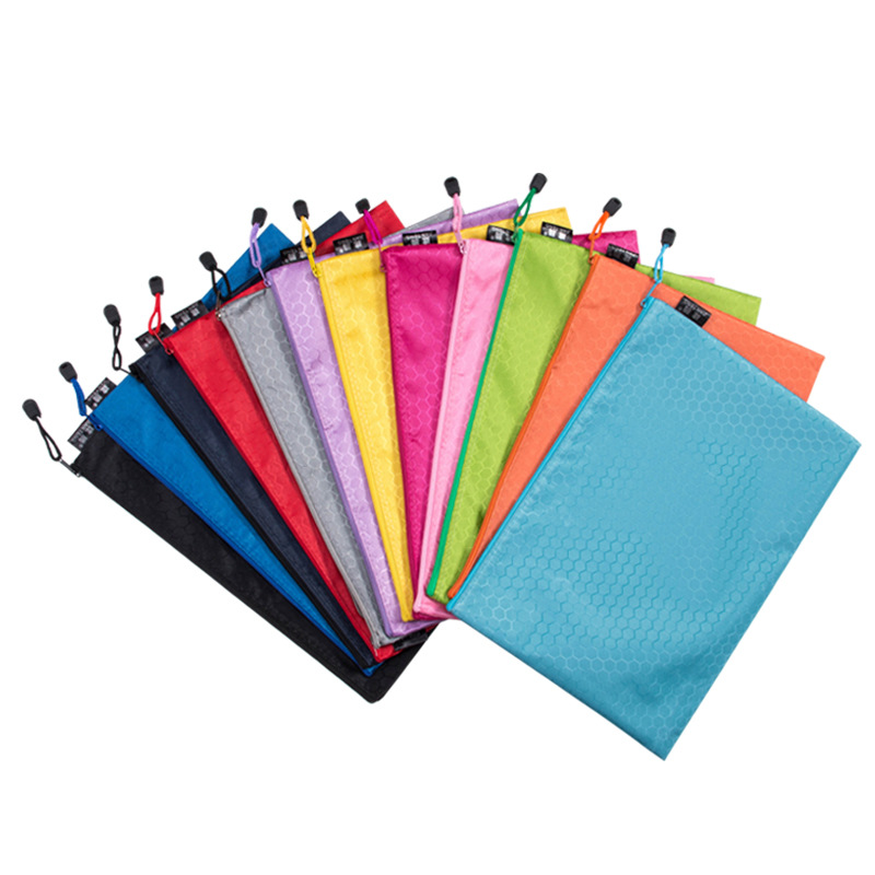 Jianteng A4 Football Pattern File Bag Waterproof Thickened Canvas Zipper Bag Information Bag Student File Stationery Bag