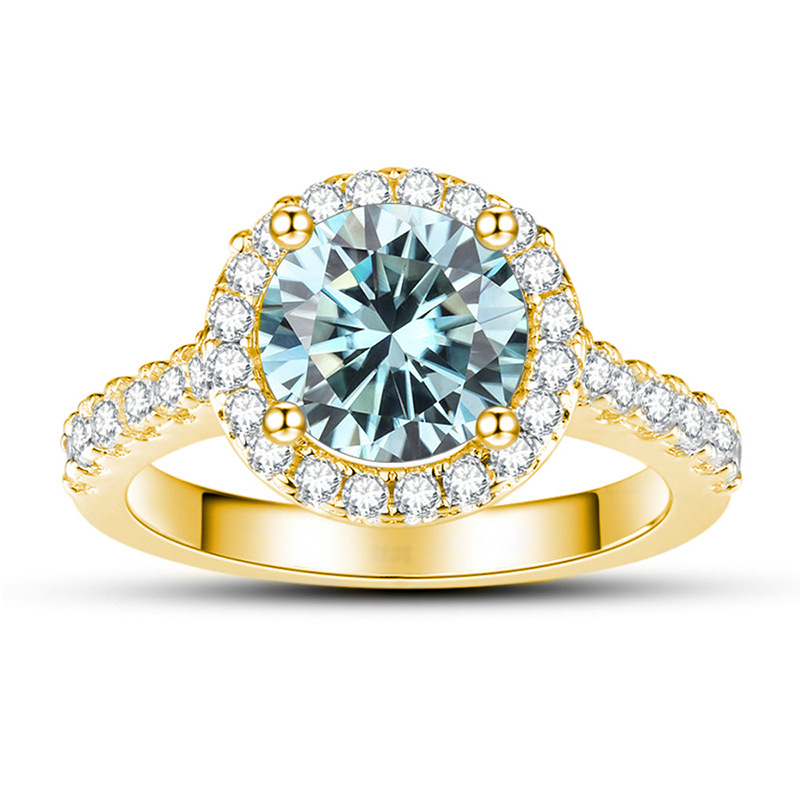 1 quilate 6.5mm anillo de diamante de color oro anillo de diamante de plata S925 propuesta de matrimonio anillo de mujer explosivo lote