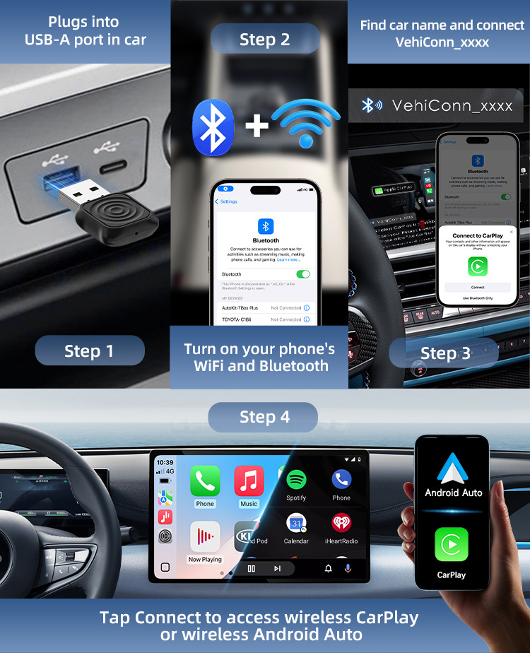 Cross-Border Carlinkit Original Car Wired to Wireless Carplay Two-In-One Interconnection Android Auto Box