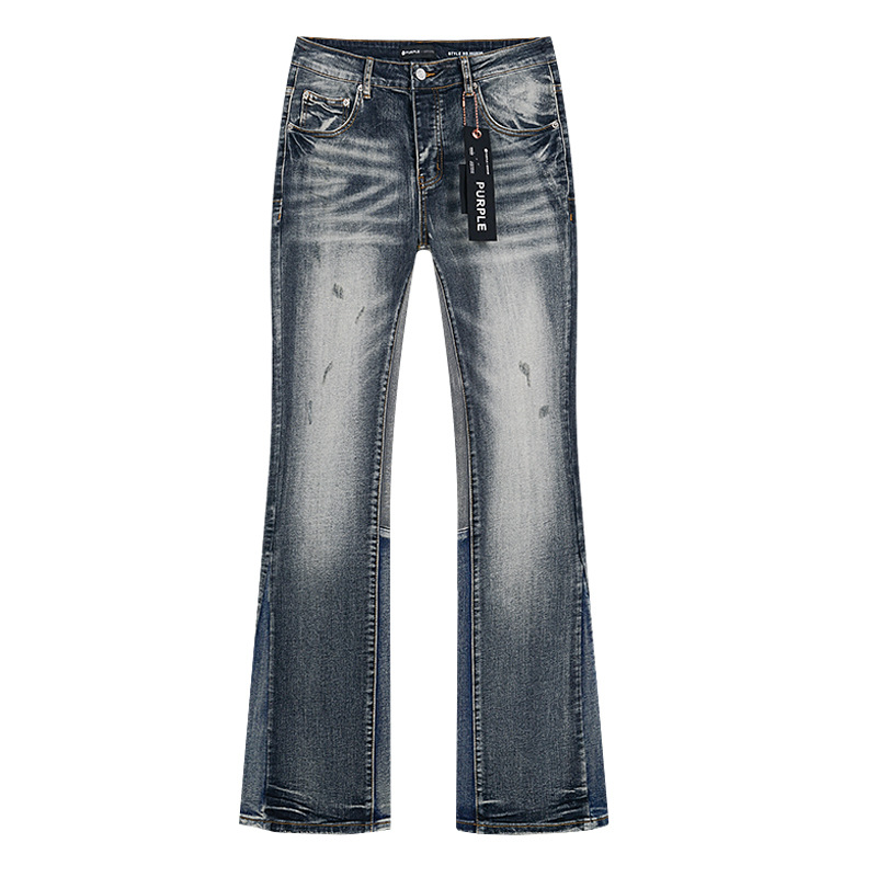 Comercio exterior transfronterizo mayorista purp1e estilo americano marca de alta calle agujero parche de tinta retrógrada lavado jeans pantalones cortos