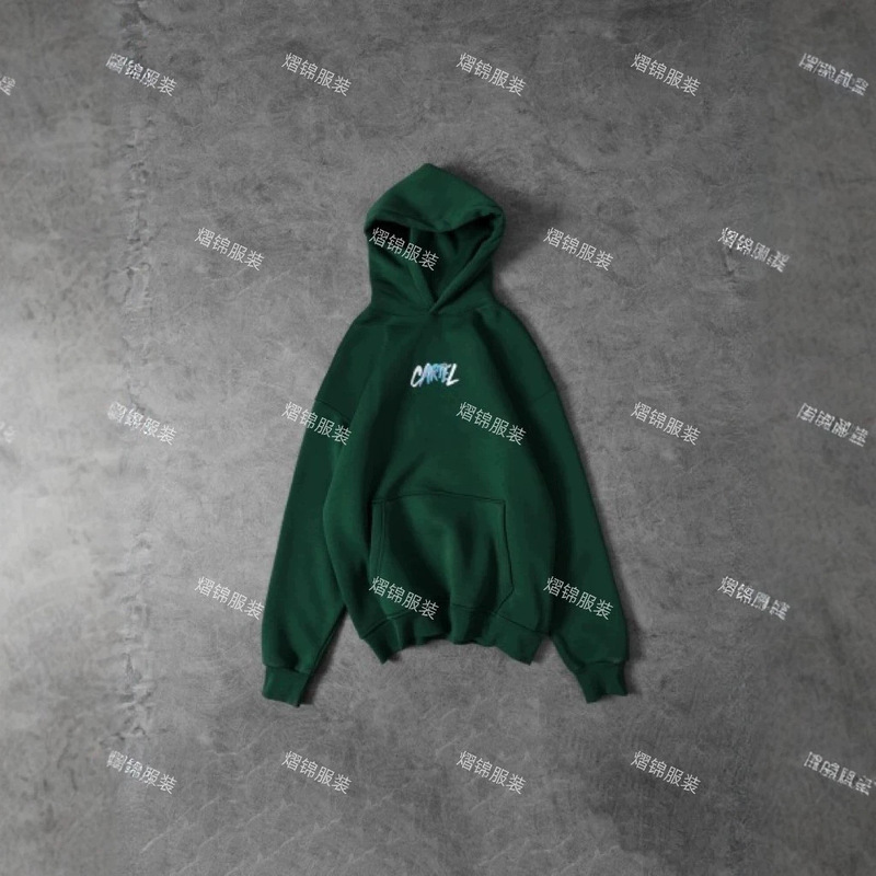 【Direct from Factory】Cross-Border Hot-Selling Dark Green Hooded Sweatshirt, Unisex, Loose Fit, Casual, Comfortable, Versatile