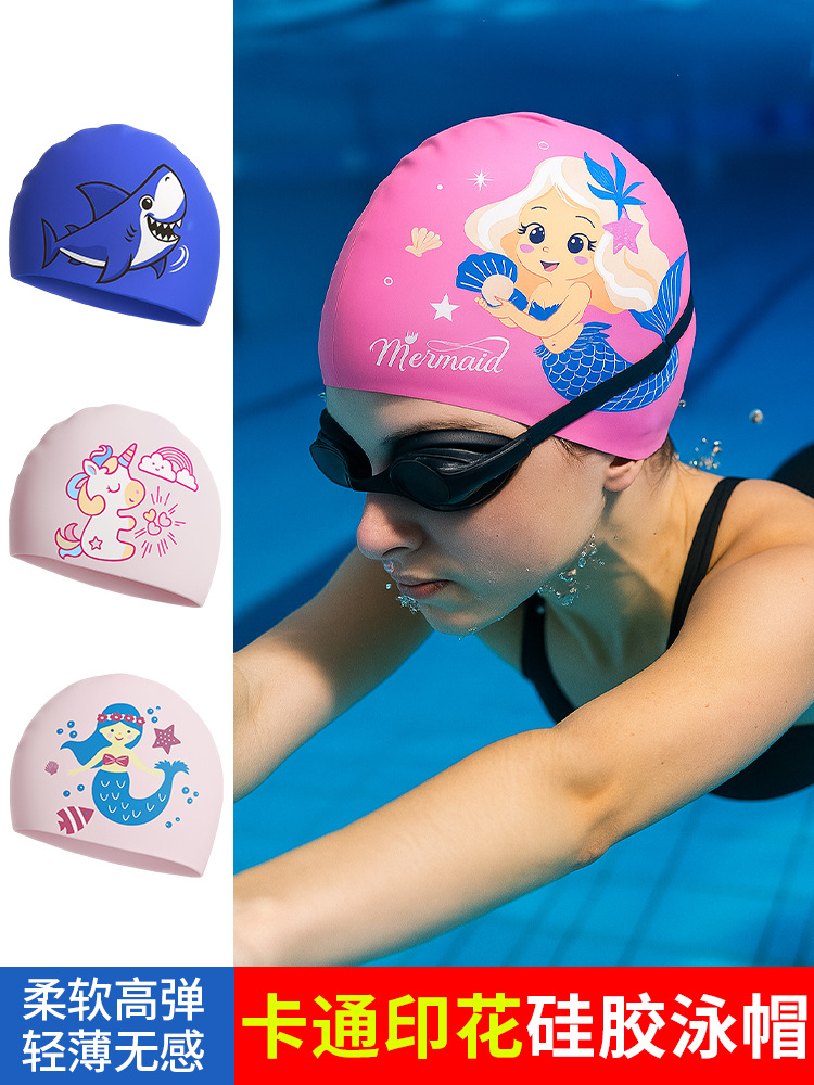 Cartoon waterproof elastic comfortable swimming cap for swimming