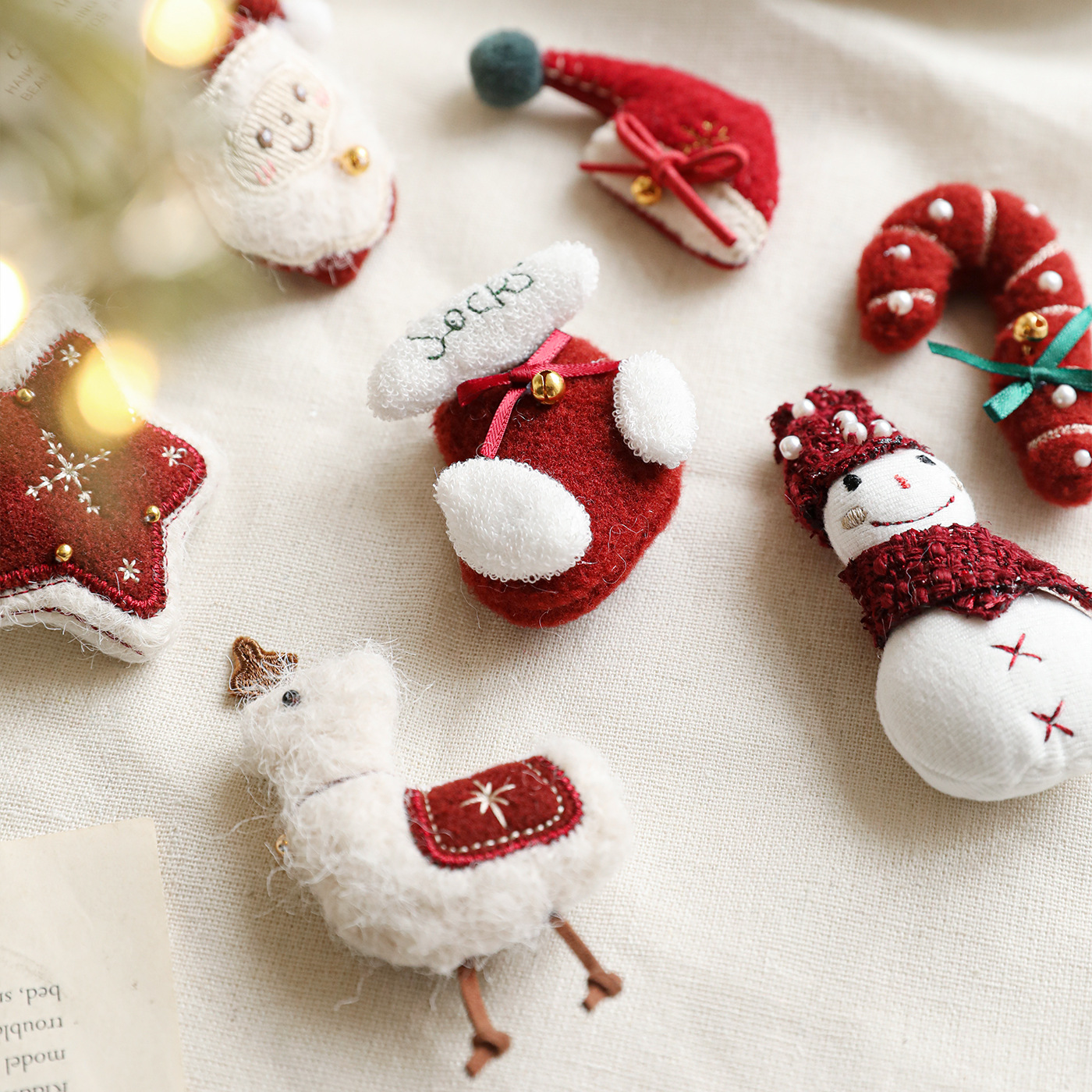 Nuevo magenta blanco dibujos animados decoraciones de Navidad peluche cascada decoración decoración decoración de árbol de Navidad DIY