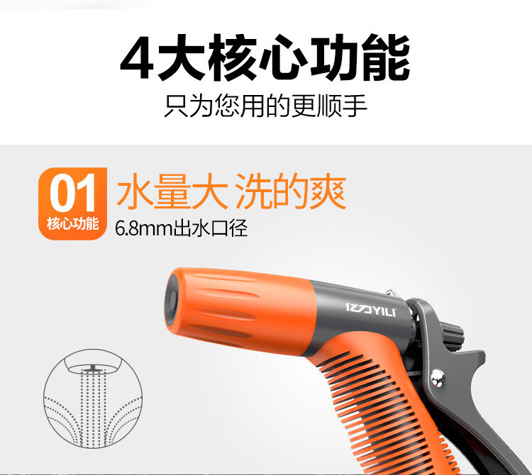 Yili Falcon High-Pressure Powerful Car Wash Water Gun Watering Flower Watering Nozzle Car Wash Artifact Garden Art Wear-Resistant Water Pipe