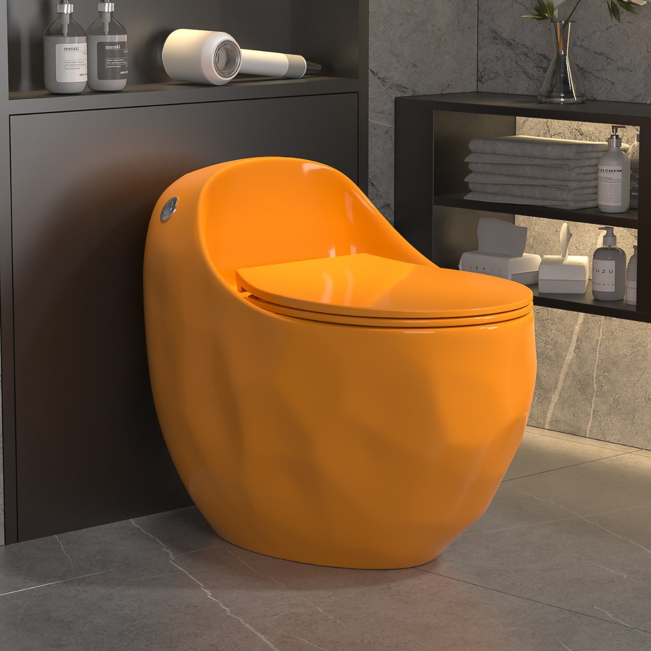 Color redondo inodoro creativo personalizado sifón silencioso descarga inodoro gran tubo huevo asiento ahorro de agua