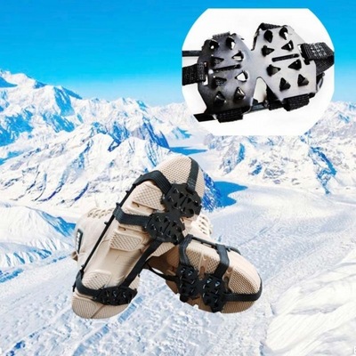 防滑鞋釘24齒戶外錳鋼冰爪男女通用攀岩雪地行走矽膠鞋套大人小孩