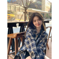 幂式穿搭秋夏季格子衬衫女百搭衬衣开衫防晒衫外套新通勤穿搭宽松