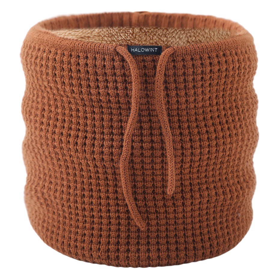 Winter Men's and Women's Acrylic Scarf Velvet Warm Neck Sleeve Waffle Thickened Wool Single Loop Lace Sleeve Neck Sleeve
