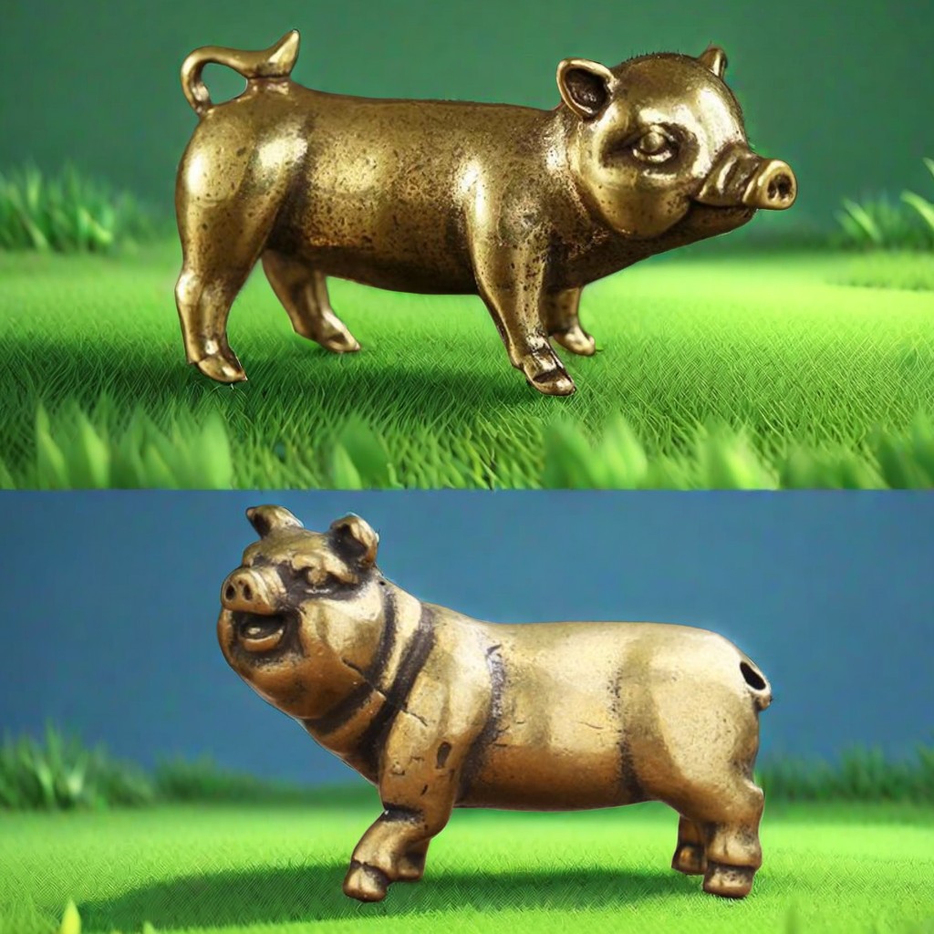 Copper Plated Home Fat House Run Duan Copper Zodiac Pig Piglet Small Ornaments Copper Piece Little Fat Pig Piglet Pendant Keychain