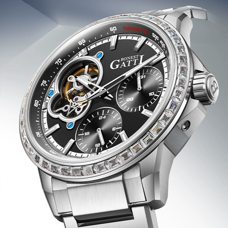 Mechanical swiss watch, mechanical watch, waterproof steel belt, Switzerland, fully automatic, high-quality style