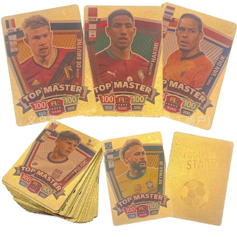 Tarjetas transfronterizas Europa League Tarjetas Estrellas de la Copa del Mundo Tarjetas Estrellas Periféricas Tarjetas de fútbol Inglés 55 Tarjetas de lámina de oro