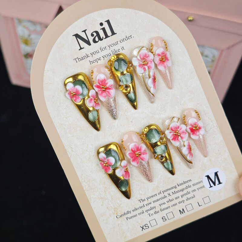 3D embossed pink and white peach blossom retro new Chinese style fine glitter silver crushed diamond high-end brightening nail tips 3D embossed pink and white peach blossom retro new Chinese style fine glitter silver crushed diamond high-end brightening nail tips