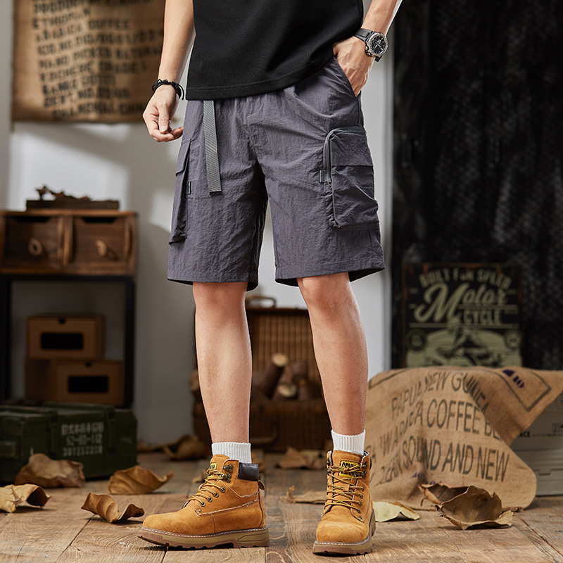 Summer American Heavy-Duty Workwear Men's Shorts 2024 New Trendyy Retro Large Size Casual Five-Point Pants for Men