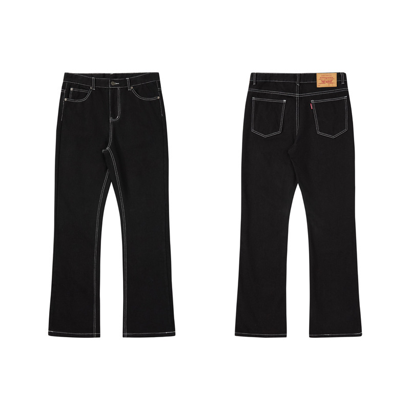 517 Style Washed Vibe Bootcut Black Jeans High Street White Line Kenijima Loose Pants