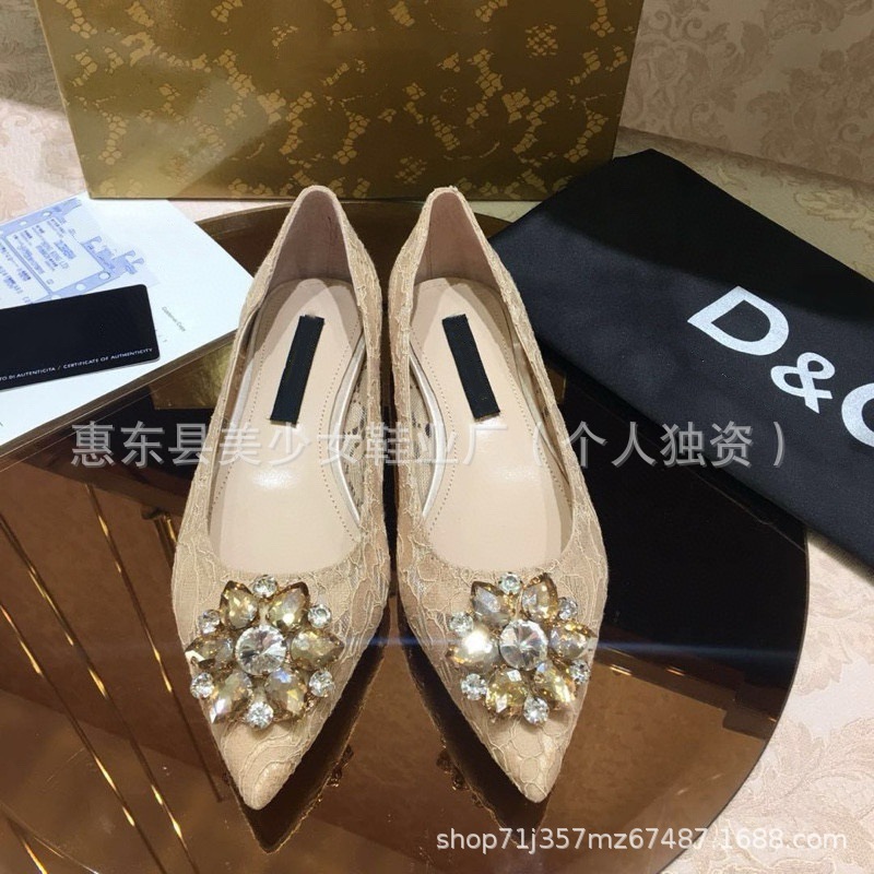 本革アウトソール DG レースポインテッドトゥハイヒールメッシュ通気性ラインストーンフラットヒール黒の結婚式の靴大きいサイズ|undefined