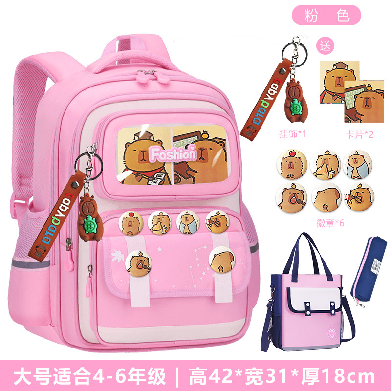 Nueva mochila escolar para niños Capibara para estudiantes de primaria, niños y niñas, grados 1,23 a 6, mochila de carga de gran capacidad