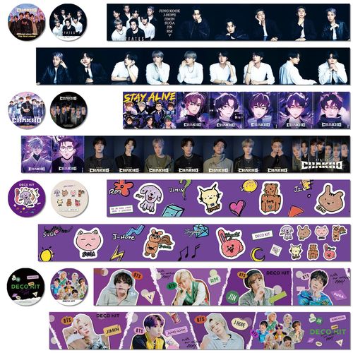 BTS DECO KIT Stationery Tape 7 FATES Cartoon Stationery Stickers 
