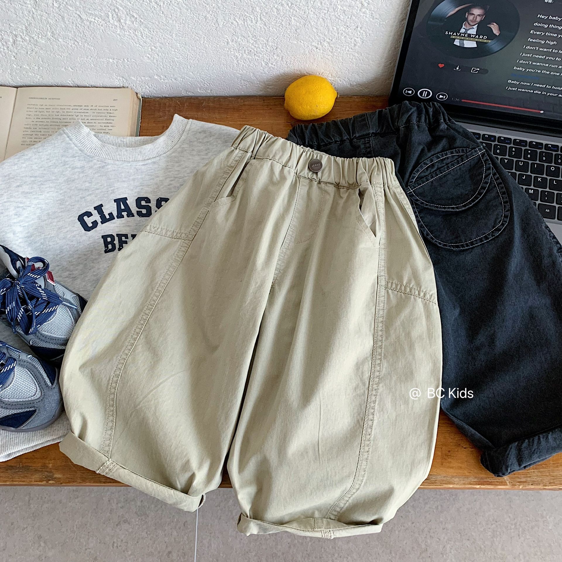 children's spring solid trousers for boys
