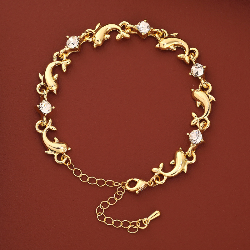 Dolphin Internet Celebrity Bracelet Women's Diamond-encrusted Zircon Light Luxury Elegant Niche Mori Bracelet Student Valentine's Day Gift Jewelry