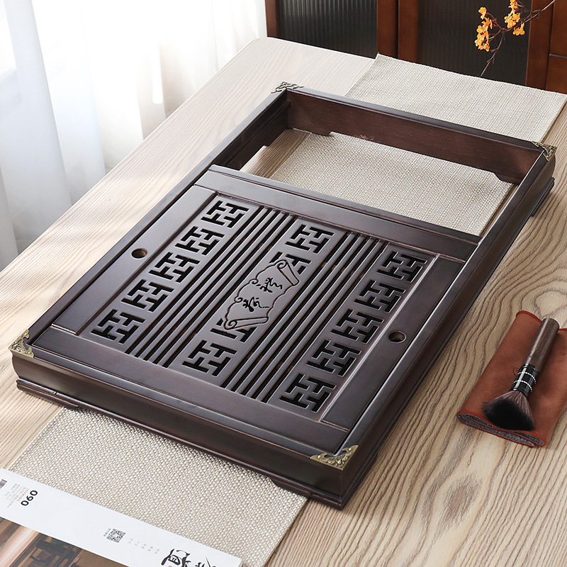 家用功夫茶具茶实木茶盘台茶海全自动电热炉四合一体大号简约茶托