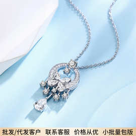 S925银花园蝴蝶项链女5A仿真钻优雅气质款吊坠时尚欧美风蝴蝶项饰