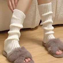 纯色针织袜套秋冬保暖中筒袜y2k原宿风辣妹日系学院风堆堆袜女