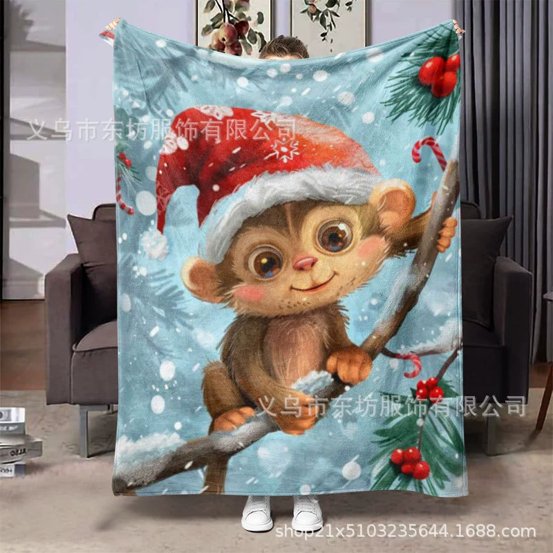 Рождественский мультфильм маленькая обезьяна праздничный подарок одеяло ленивый должен быть дома