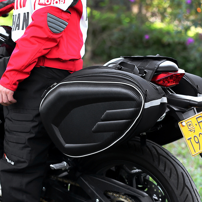 Saddle Bag, Motorcycle Side Bag, Racing Riding Saddle Bag, Comes with Rain Cover, Rider Motorcycle Helmet, Rear Seat Bag